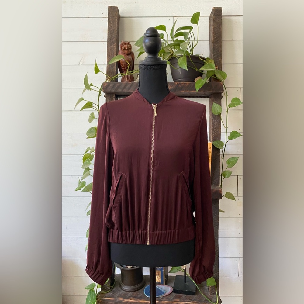 H&M: Women's Burgundy Bomber Jacket - Picture 13 of 17